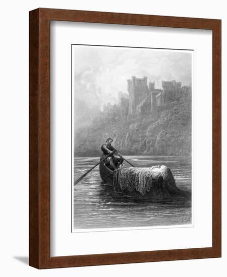 Body of Elaine on Way to King Arthur's Palace, Illustration, 'Idylls of King' by Alfred Tennyson-Gustave Doré-Framed Giclee Print