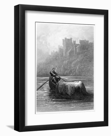 Body of Elaine on Way to King Arthur's Palace, Illustration, 'Idylls of King' by Alfred Tennyson-Gustave Doré-Framed Giclee Print