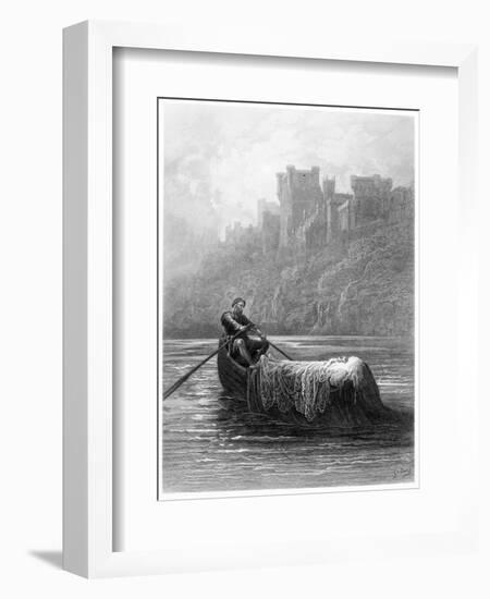 Body of Elaine on Way to King Arthur's Palace, Illustration, 'Idylls of King' by Alfred Tennyson-Gustave Doré-Framed Giclee Print