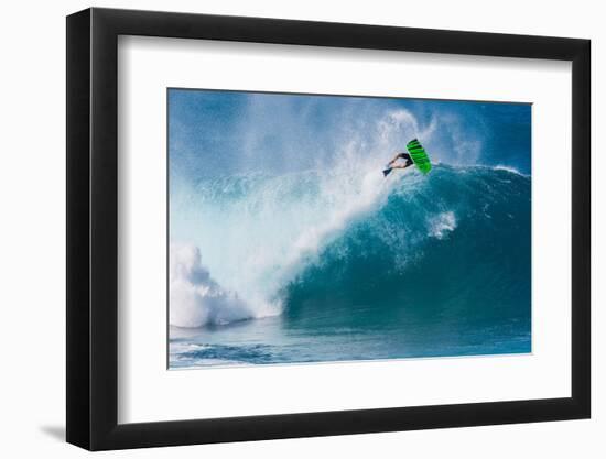 Bodyboarding at Banzai Pipeline, North Shore, Oahu, Hawaii-Mark A Johnson-Framed Premium Photographic Print