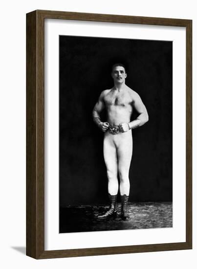 Bodybuilder in Leotard and Boots-null-Framed Art Print