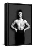 Bodybuilder in Pants with Bared Torso-null-Framed Stretched Canvas