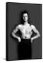 Bodybuilder in Pants with Bared Torso-null-Framed Stretched Canvas