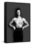 Bodybuilder in Pants with Bared Torso-null-Framed Stretched Canvas