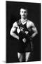 Bodybuilder in Sash-null-Mounted Art Print