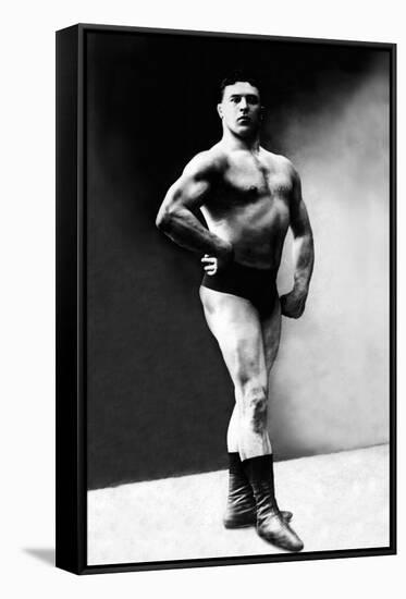 Bodybuilder's Shadowed Front and Partial Right Profile-null-Framed Stretched Canvas