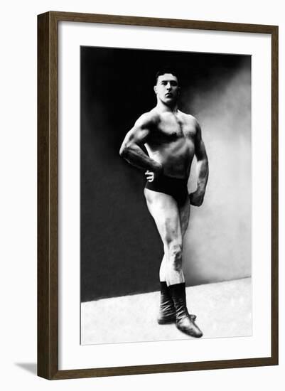 Bodybuilder's Shadowed Front and Partial Right Profile-null-Framed Art Print