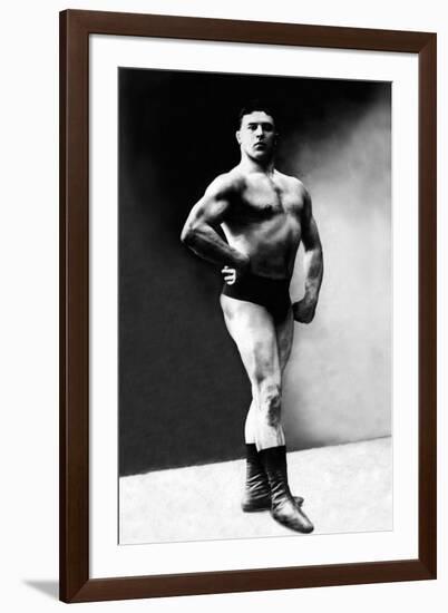 Bodybuilder's Shadowed Front and Partial Right Profile-null-Framed Art Print