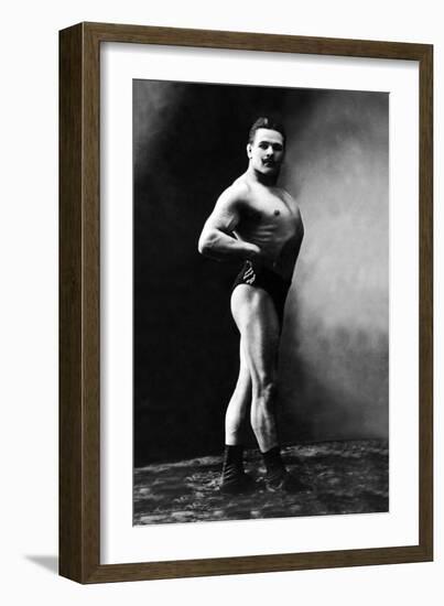 Bodybuilder's Shadowed Front and Right Profile-null-Framed Art Print