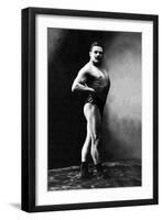 Bodybuilder's Shadowed Front and Right Profile-null-Framed Art Print