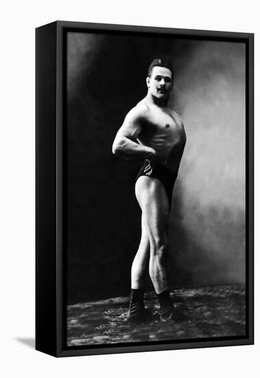 Bodybuilder's Shadowed Front and Right Profile-null-Framed Stretched Canvas