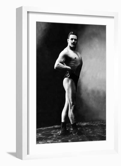 Bodybuilder's Shadowed Front and Right Profile-null-Framed Art Print