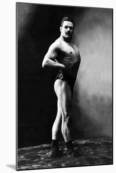 Bodybuilder's Shadowed Front and Right Profile-null-Mounted Art Print