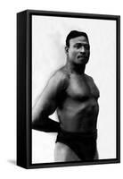 Bodybuilder's Shadowed Torso-null-Framed Stretched Canvas