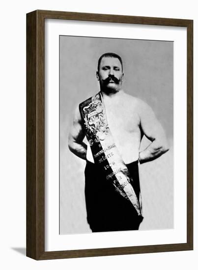 Bodybuilder Wearing Bandolier of Victory-null-Framed Art Print