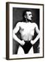 Bodybuilder with Thumbs Tucked in Belt-null-Framed Art Print