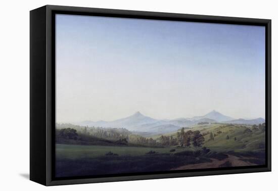 Boehmische Landschaft Mit Dem Milleschauer-Caspar David Friedrich-Framed Stretched Canvas