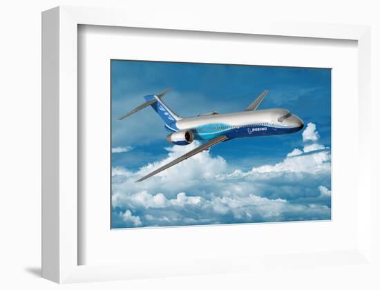 Boeing 717-200 in Flight-null-Framed Art Print