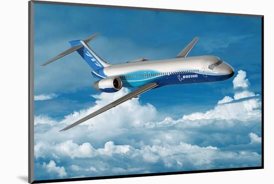 Boeing 717-200 in Flight-null-Mounted Art Print