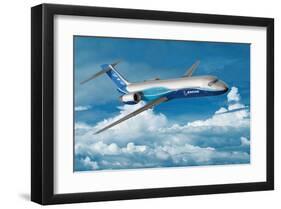 Boeing 717-200 in Flight-null-Framed Art Print