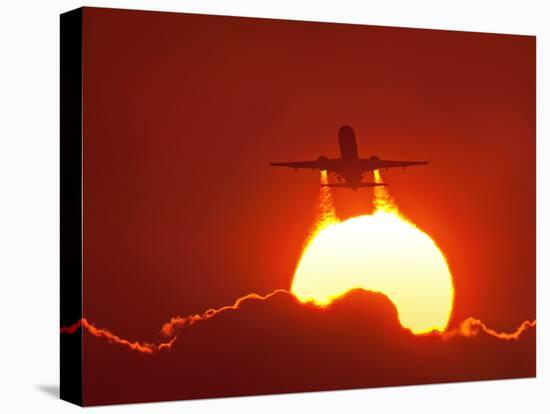 Boeing 737 Taking Off At Sunset-David Nunuk-Stretched Canvas