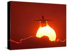 Boeing 737 Taking Off At Sunset-David Nunuk-Stretched Canvas