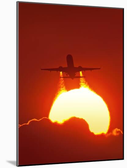 Boeing 737 Taking Off At Sunset-David Nunuk-Mounted Photographic Print