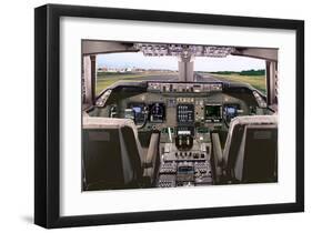 Boeing 747 Flight Deck-null-Framed Art Print