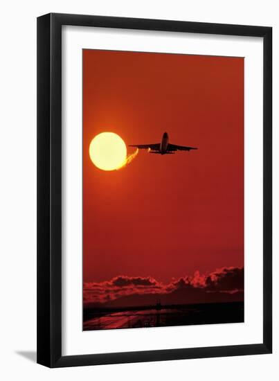 Boeing 747 Taking Off At Sunset-David Nunuk-Framed Photographic Print