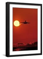 Boeing 747 Taking Off At Sunset-David Nunuk-Framed Photographic Print