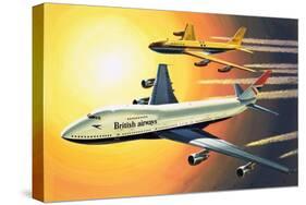 Boeing 747 with Boeing 707 in Background-Wilf Hardy-Stretched Canvas