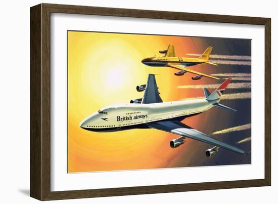 Boeing 747 with Boeing 707 in Background-Wilf Hardy-Framed Giclee Print