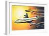 Boeing 747 with Boeing 707 in Background-Wilf Hardy-Framed Giclee Print