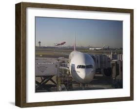 Boeing 777-300 ER Jet Airliner of Emirates Airline at Gate, Sydney Airport, Australia-Nick Servian-Framed Photographic Print