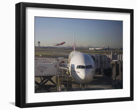 Boeing 777-300 ER Jet Airliner of Emirates Airline at Gate, Sydney Airport, Australia-Nick Servian-Framed Photographic Print