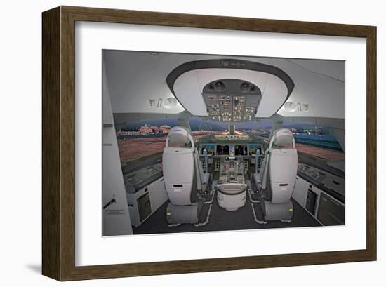 Boeing 787 Dreamliner flight deck-null-Framed Art Print