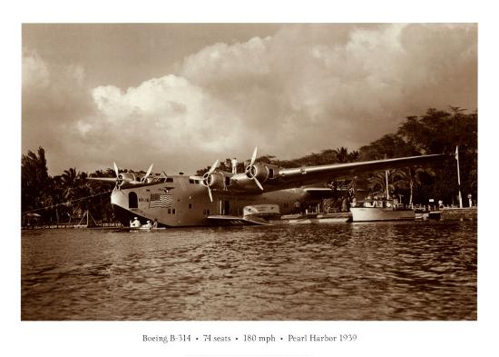 Boeing B-314, 74 Seats, 180 Mph, Pearl Harbor, Hawaii, 1939-null-Stretched Canvas
