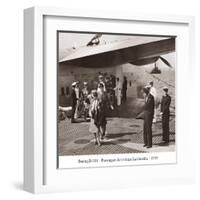 Boeing B-314, Passengers Arrive at La Gaurdia, 1939-Clyde Sunderland-Framed Art Print