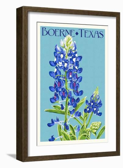 Boerne, Texas - Bluebonnet - Letterpress-Lantern Press-Framed Art Print