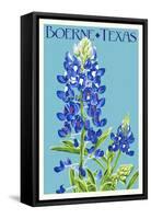 Boerne, Texas - Bluebonnet - Letterpress-Lantern Press-Framed Stretched Canvas