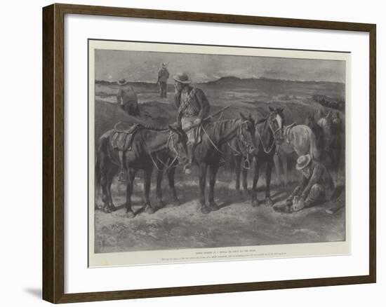 Boers' Horses in a Donga, or Cleft, on the Veldt-Paul Frenzeny-Framed Giclee Print