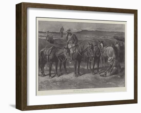 Boers' Horses in a Donga, or Cleft, on the Veldt-Paul Frenzeny-Framed Giclee Print