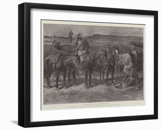 Boers' Horses in a Donga, or Cleft, on the Veldt-Paul Frenzeny-Framed Giclee Print