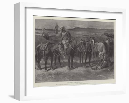 Boers' Horses in a Donga, or Cleft, on the Veldt-Paul Frenzeny-Framed Giclee Print