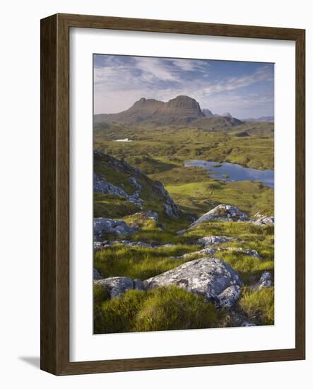 Bog Wetlands with Suilven Mountain at Dawn, Assynt Mountains, Highland, Scotland, UK, June-Joe Cornish-Framed Photographic Print