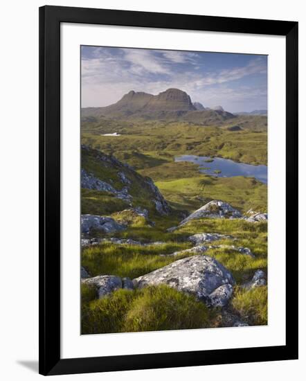 Bog Wetlands with Suilven Mountain at Dawn, Assynt Mountains, Highland, Scotland, UK, June-Joe Cornish-Framed Photographic Print