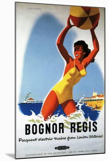 Bognor Regis, England - British Railways Girl and Beachball Poster-Lantern Press-Mounted Art Print