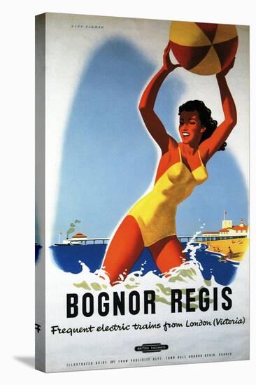Bognor Regis, England - British Railways Girl and Beachball Poster-Lantern Press-Stretched Canvas