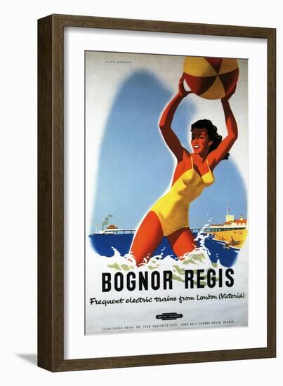 Bognor Regis, England - British Railways Girl and Beachball Poster-Lantern Press-Framed Art Print