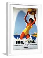 Bognor Regis, England - British Railways Girl and Beachball Poster-Lantern Press-Framed Art Print